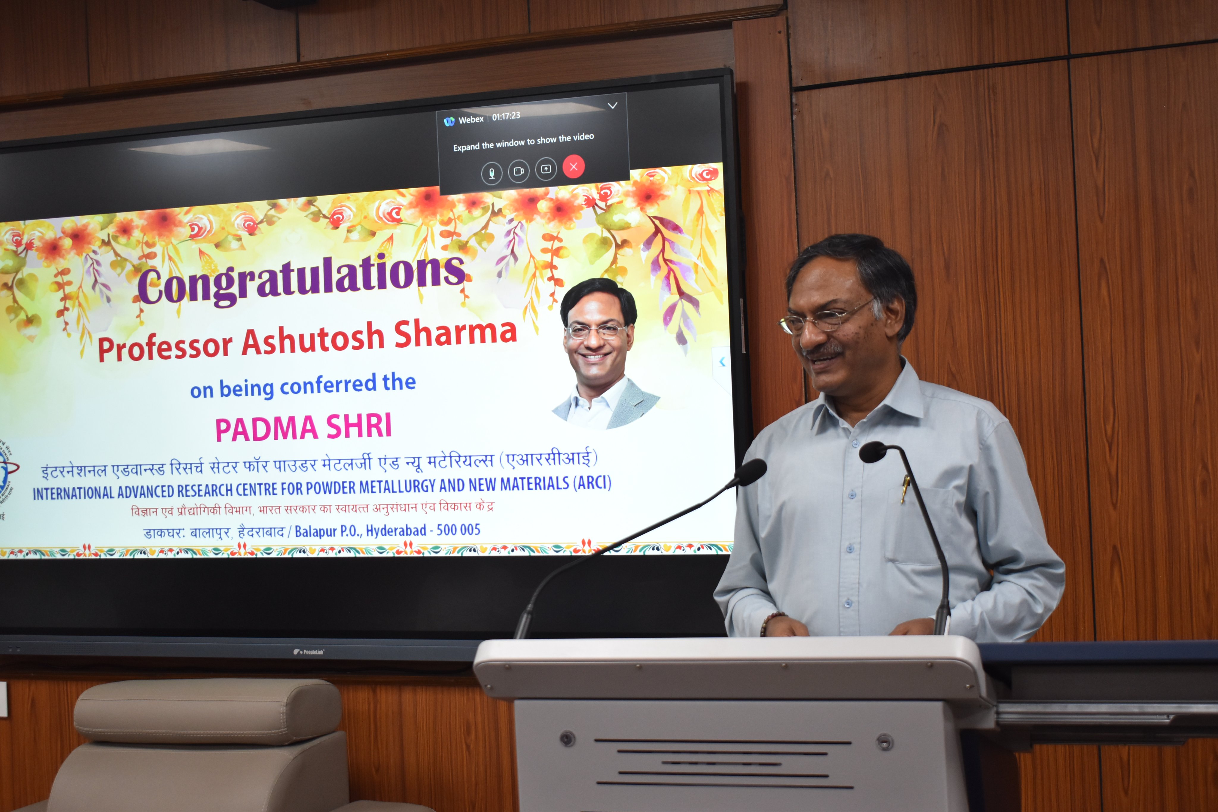 Felicitation for PadmaShri Prof. Ashutosh Sharma - 2025 -2