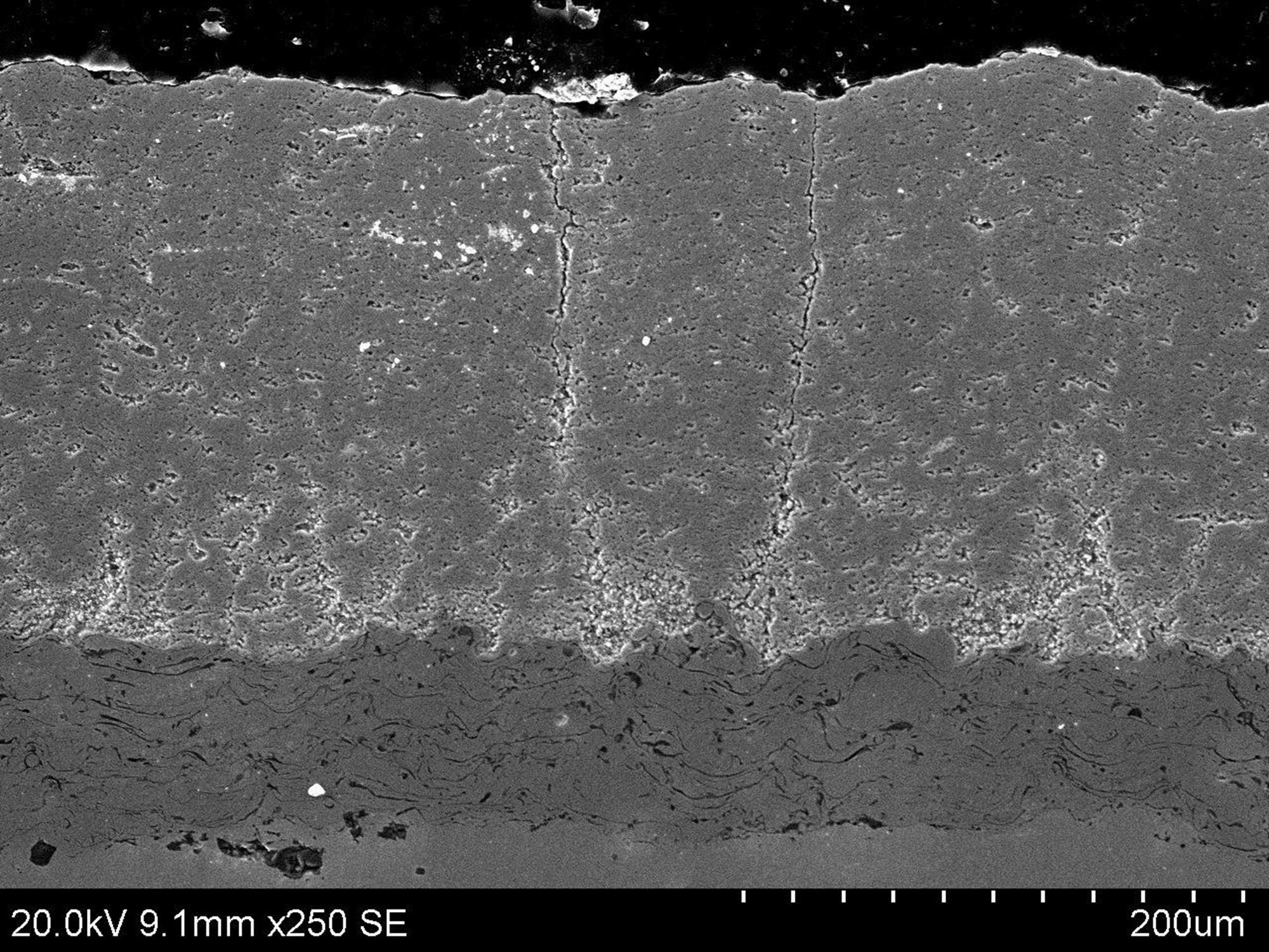 YSZ coating with vertical cracks & distributed pores